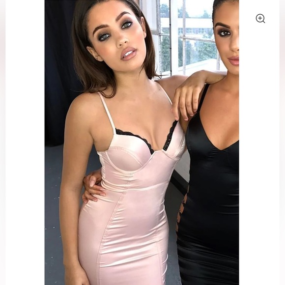 BNWT Oh Polly Too Little Too Lace Underwired Satin Mini Dress in Pink - Picture 3 of 7